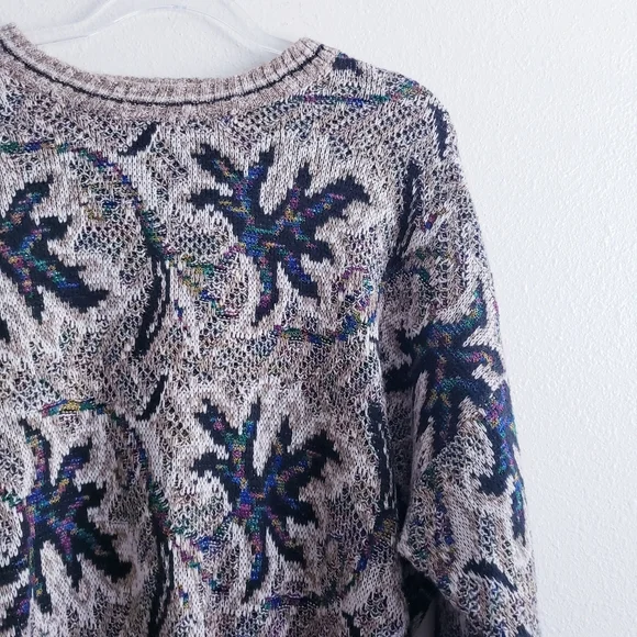 Vintage Pronto Uomo Leaf Grandpa Crew Neck Sweater